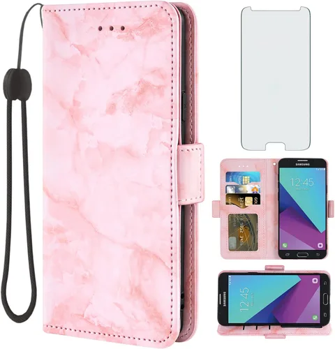 Vista 10 de Asuwish Compatible con Samsung Galaxy J3 Luna Pro J 3 Prime 2017 Emerge 3J Eclipse Mission Case y protector de pantalla de vidrio templado con Negro
