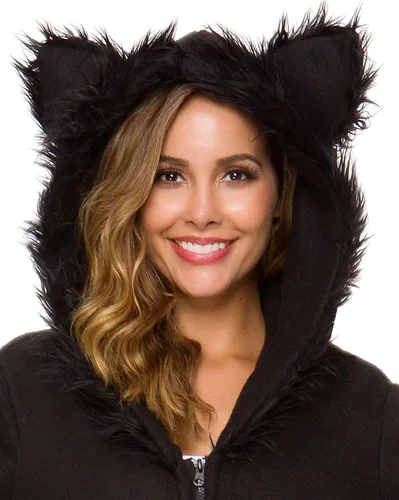 Vista 5 de Halfjuly Disfraz de Halloween para mujer murciélago acogedor animal negro adulto cosplay vestido con cremallera de vampiro
