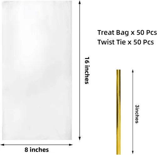 Vista 2 de Bolsas de Celofán de 8 x 16 Pulgadas, 50 Piezas Bolsas de Regalo de Celofán Transparente para Botellas de Vino Bolsas de regalo de celofán