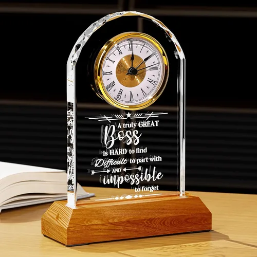 Vista 8 de Ornalrist Regalos de Jefe para Hombres y Mujeres Reloj de Cristal, Regalos para Jubilación Jefa Mujer - Regalo de Apreciación de Jefe para Hombres