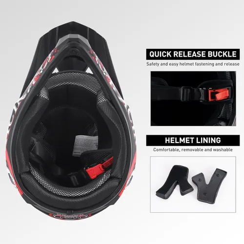 Vista 5 de SPARK DOT Certified Youth Motocross Helmet Kids Dirt Bike Helmets - Full Face, Lightweight & Breathable for Off-Road E-Bike BMX MX ATV