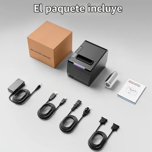 Vista 6 de Impresora POS Rongta, Impresora de Recibos Térmica de 80mm, Impresora de Cocina para Restaurante con Cortador Automático, Interfaz USB Serial