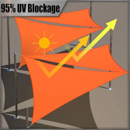 Vista 3 de Amgo Vela de Sombra Solar Cuadrada Rectangular Naranja de 4' x 4' Tamaño Personalizado Impermeable Pedido para Hacer UPF50+ AMWTPR0712 Toldo
