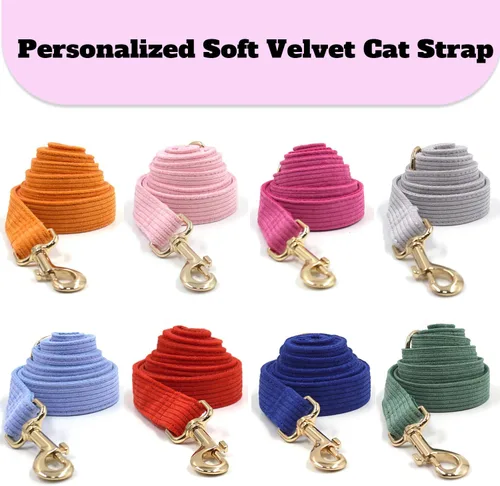 Vista 4 de Collar de gato personalizado con nombre de mascota, número de teléfono, hebilla de metal grabada, collares de terciopelo ajustables personalizados