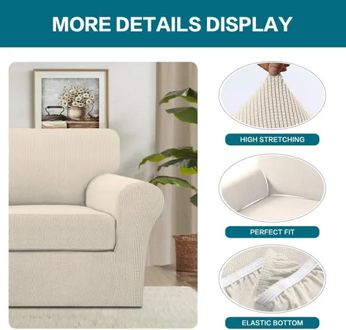 Vista 4 de Turquoize 2 fundas para sillas de sala de estar, funda de sofá con fundas de cojín individuales, funda de muebles para sillas (silla, beige biscotti)