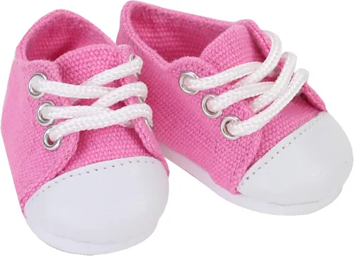 Vista 4 de Sophia's El juego de zapatos incluye zapatos planos elegantes de piel sintética negra y zapatillas de lona rosa con cordones para muñecas de 14.5