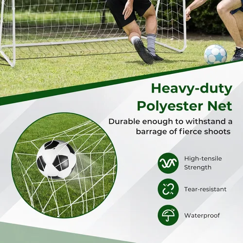 Vista 3 de GYMAX Portería de fútbol para patio trasero, red de fútbol de 7 x 5 pies con marco resistente y estacas para el suelo, equipo de campo de fútbol