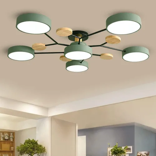 Vista 24 de Lámpara de techo LED regulable, lámpara de techo moderna de 9 pulgadas, montaje empotrado, de madera, de 12 W, lámpara blanca para sala de estar