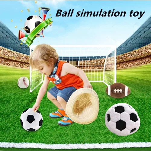 Vista 7 de XIYUAN 2 almohadas de felpa de fútbol de 14 pulgadas, juguetes de peluche de fútbol blanco suaves y duraderos para decoración del hogar, sofá, cojín