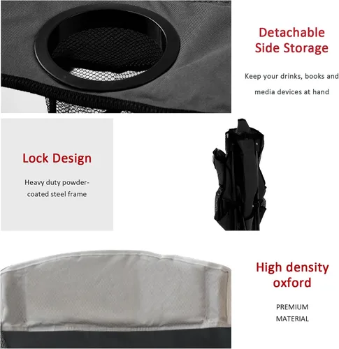 Vista 5 de SUNNYFEEL Silla de campamento acolchada XL de gran tamaño, sillas de campamento plegables resistentes con portavasos y bolsa de transporte, sillas