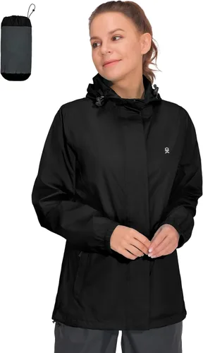 Vista 2 de Little Donkey Andy Chaqueta impermeable con capucha para mujer Negro