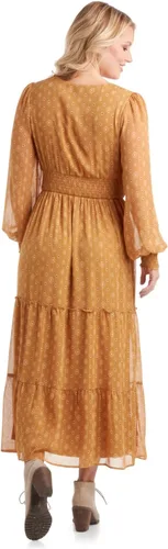 Vista 6 de Lucky Brand Vestido de mujer Vestido largo de manga larga con botones en la parte delantera y cuello en V Vestido campesino de cintura ajustada