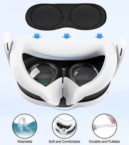 Vista 5 de Silicone Cover Set Compatible with OculusMeta Quest 3, VR Accessories Protective Cover Includes Controller Grips, Front Shell Headset Cover and Face