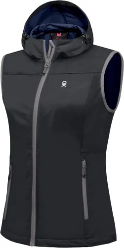 Vista 10 de Little Donkey Andy Chaleco Softshell Ligero para Mujer, Chaqueta sin Mangas Resistente al Viento para Correr, Senderismo y Viajes Negro