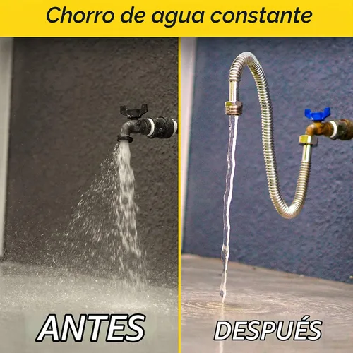 Vista 4 de BBros Products - Manguera de jardín ajustable de acero inoxidable flexible y de sujeción (2 pies)