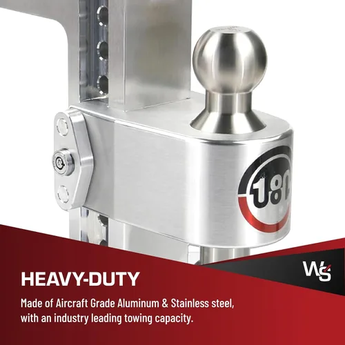 Vista 3 de Weigh Safe Enganche de remolque de 180 grados, enganche de remolque ajustable para remolque, compatible con receptores de 3 pulgadas, caída de 8