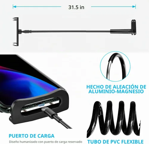 Vista 5 de Zuslab Soporte para teléfono celular para tableta, ajustable, universal, cuello de cisne, soporte perezoso, soporte de soporte, brazo flexible, Negro