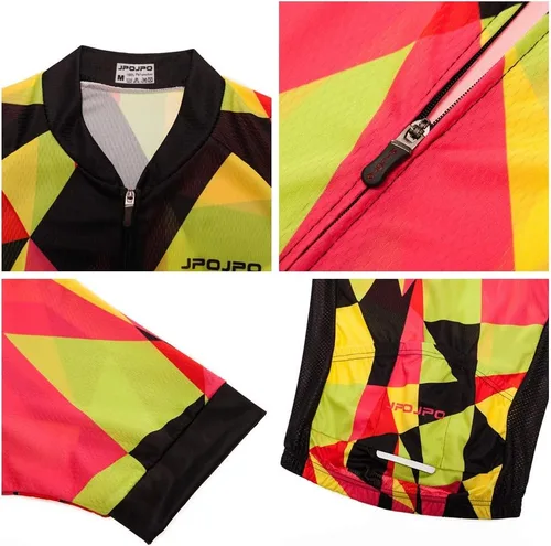 Vista 3 de Camiseta de ciclismo para mujer + pantalones cortos acolchados de manga corta para ciclismo, ropa de bicicleta