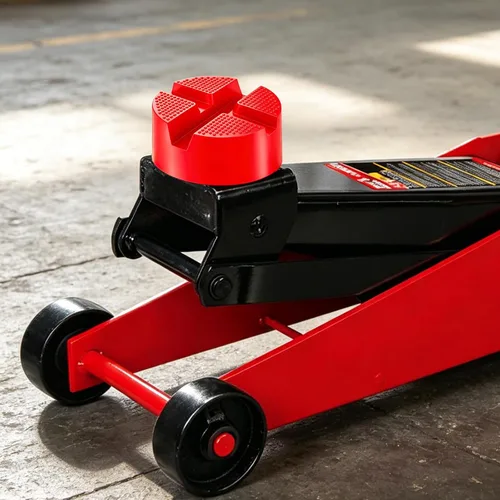Vista 7 de DEDC Red Floor Jack Rubber Pad Two Depths X-Grooves Universal Jack Adapter