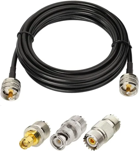 Vista 7 de SUPERBAT Cable PL259 RG58 coaxial de 20 pulgadas, puente UHF PL-259+3 piezas SMA/BNC/SO239 Kit adaptador para radio CB Jamón Medidor SWR