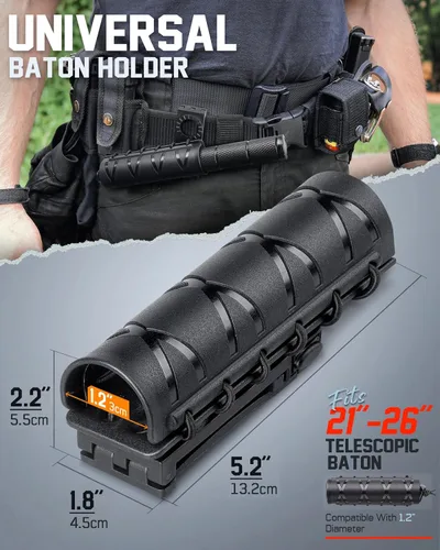 Vista 2 de LIVANS Soporte de bastón para cinturón de servicio, funda de bastón extensible de policía táctica, funda retráctil para bastón telescópico de 21 a