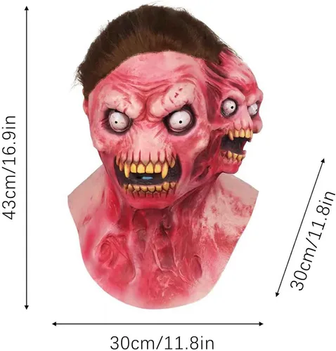 Vista 5 de Halloween Costumes Mask Scary Double Head Mask Masquerade Dressing Up Monster Halloween Cosplay