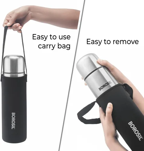 Vista 6 de Botella de agua aislada de 34 onzas, doble pared aislada al vacío con funda de transporte, a prueba de fugas, botellas de agua de acero inoxidable