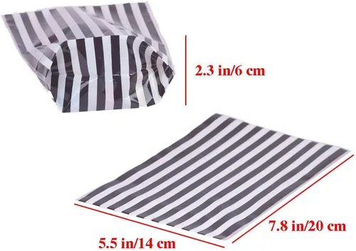 Vista 2 de We Moment Bolsas de celofán transparentes a rayas negras, paquete de 50