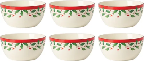 Vista 14 de Lenox Holiday - Juego navideño para postres de 12 piezas, 9.92, rojo y verde