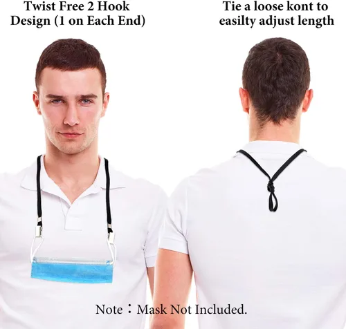 Vista 5 de Nuanchu Correas de doble clip para cubrebocas, cordones de doble extremo con prácticos ganchos, cómodas correas para el cuello para tarjetas