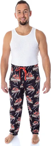 Vista 4 de Bioworld Jurassic Park - Pantalones de pijama para hombre con estampado de pareja
