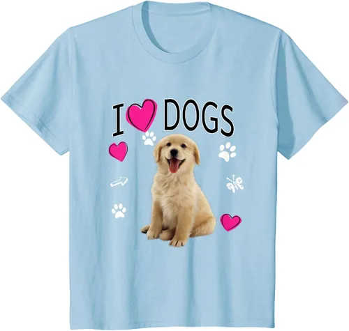 Vista 8 de Camiseta I Love Dogs - Camiseta Golden Labrador retriever, Azul Negro