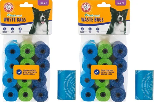 Vista 10 de Arm & Hammer Bolsas desechables de basura para perros y gatos fáciles de rasgar con bicarbonato de sodio activado, 180 bolsas de excrementos