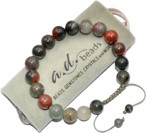 Vista 2 de AD Beads - Pulseras de gemas naturales de 0.39 pulgadas, cristales de sanación, macramé ajustable de 7 a 9 pulgadas
