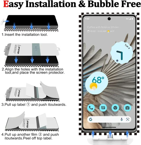 Vista 6 de Paquete de 3 protectores de pantalla para Google Pixel 7 Pro, protector de pantalla de TPU suave (no vidrio), antiarañazos, alta definición, sin