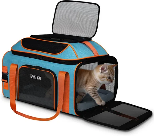 Vista 12 de Petskd Top - Transportador de mascotas expandible de 19 x 13 x 9 pulgadas, aprobado por Southwest Allegiant Airlines, transportador de lados suaves