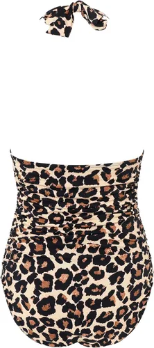 Vista 11 de RXRXCOCO - Traje de baño fruncido de una pieza, con cuello en V, para mujer, con control de abdomen y cuello halter