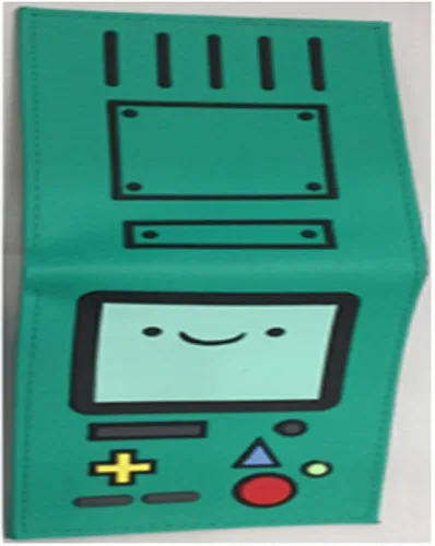 Vista 4 de Bmo Cartera Anime Beemo Cosplay Cartera Moda PU Cuero Cartera Corta, Verde, Cosplay
