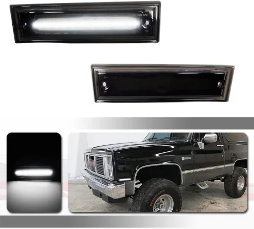 Vista 9 de Para 1981-1991 Chevrolet Pickup Blazer Jimmy Suburban C10 C20 C30 GMC Parachoques Delantero Señal Lateral Marcador Carcasa Lente Ámbar 915557 915558
