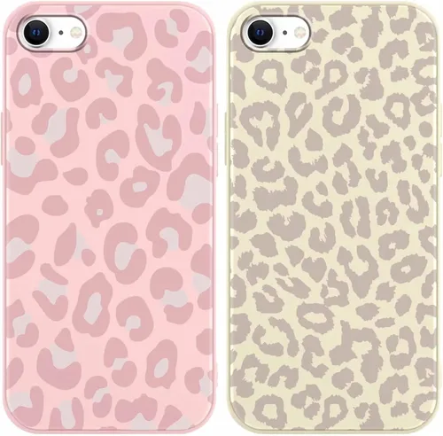 Vista 2 de Paquete de 3 Lindas Fundas con Estampado de Guepardo para iPhone 7/8/SE 2020/SE 2022 de 4.7", Fundas de Diseño Estético de Leopardo de Silicona