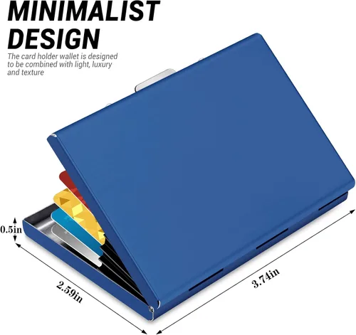Vista 3 de Padike Tarjetero de acero inoxidable para tarjetas de crédito, tarjetero de metal para tarjetas de identificación, carteras RFID, tarjetero