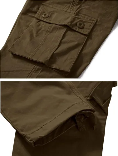 Vista 4 de Pantalones cargo de trabajo para mujer, de algodón, con 8 bolsillos, informal, estilo de combate militar