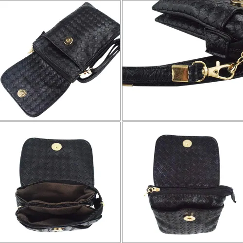 Vista 3 de Bolso bandolera pequeño con múltiples bolsillos para teléfono celular con tarjetero para Samsung Galaxy S24 Plus S23 FE S23+ S21 FE S20 FE iPhone 15