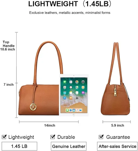 Vista 3 de Kattee Monederos y bolsos de cuero para mujer, pequeño asa superior, bolso de hombro