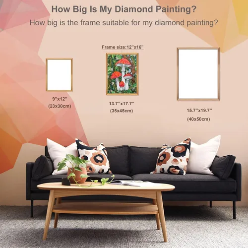 Vista 3 de Stalente Kits de pintura de diamantes para adultos, pintura de diamante 5D con taladro redondo completo para decoración de pared del hogar, hongos