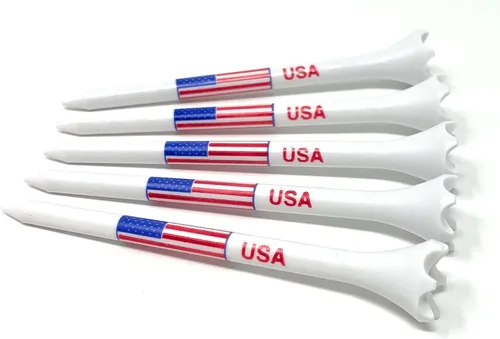 Vista 5 de NorthPointe USA American Flag 3 ¼” Plastic Golf Tees - 100 Patriotic Golf Tees Plastic in Bulk