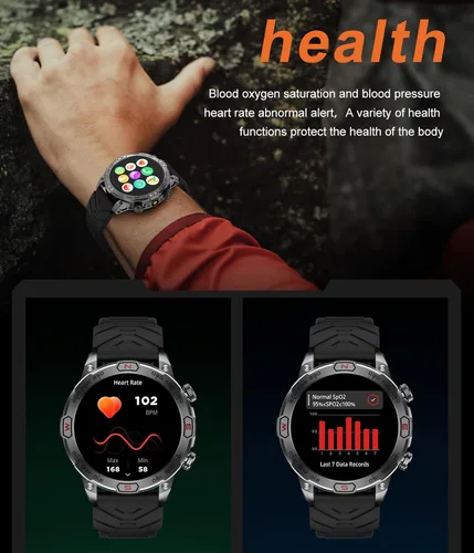 Vista 3 de Reloj inteligente para exteriores, responder llamadas, notificación de mensajes, reloj inteligente militar, compatible con iPhone, Android, linterna