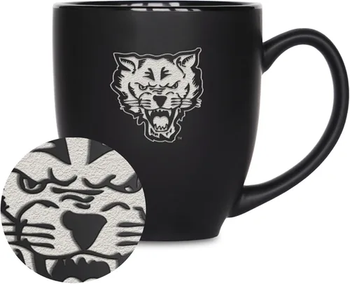 Vista 120 de Rico Industries - Taza de cerámica mate negra con grabado láser estándar de 15oz para NCAA (escuelas T & U) - Para bebidas calientes o frías