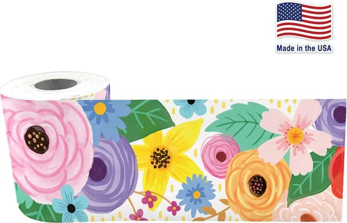 Vista 2 de Teacher Created Resources Wildflowers - Borde enrollado recto – 50 pies – Decora tablones de anuncios, paredes, escritorios, ventanas, puertas