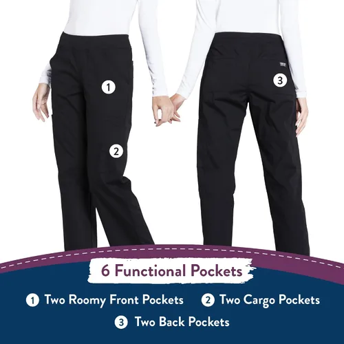 Vista 6 de Pantalones quirúrgicos Workwear Professionals para mujer, pantalón cargo sin cierre, elástico suave, WW170